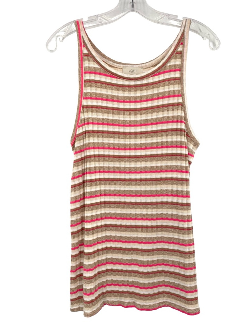 Loft Pink Stripe Long Tank Top Size XL